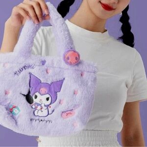 New kuromi Purple Plush Tote Bag soft Sanrio bag